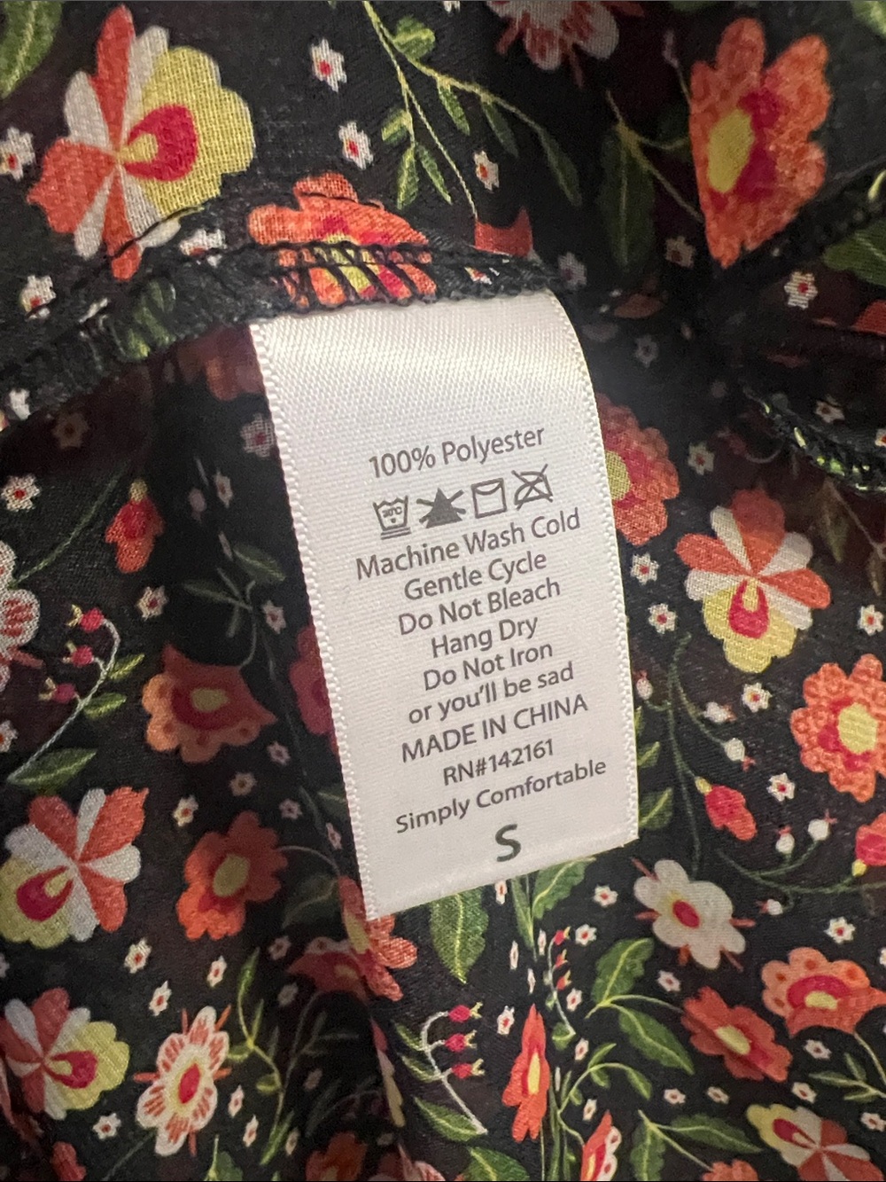 LuLaRoe Black Floral Cardigan with Orange and Green Flowers - Picture 4 of 4